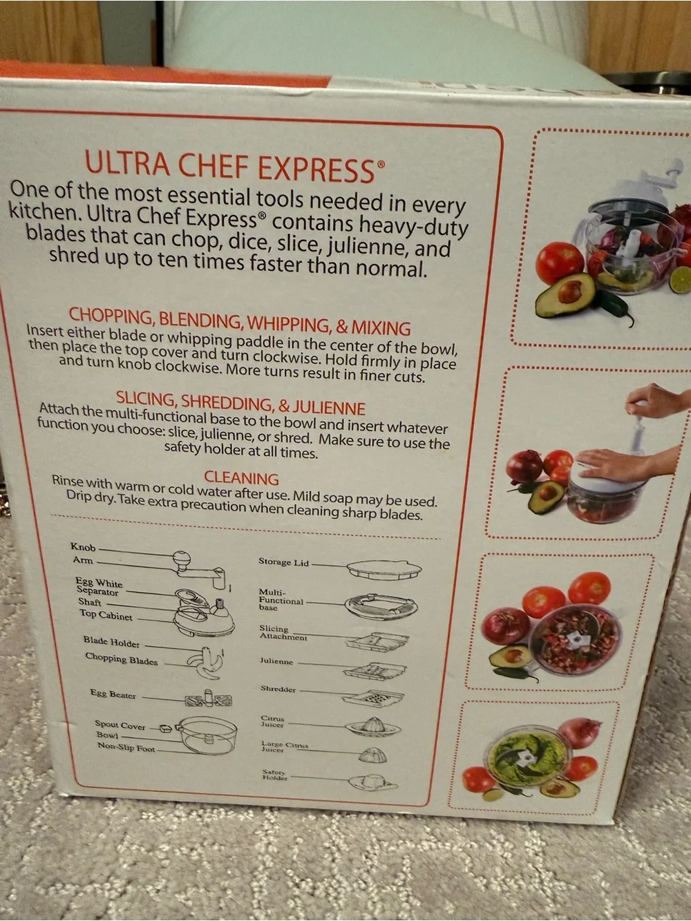 Ultra Chef Express White Manual Food Chopper & Slicer